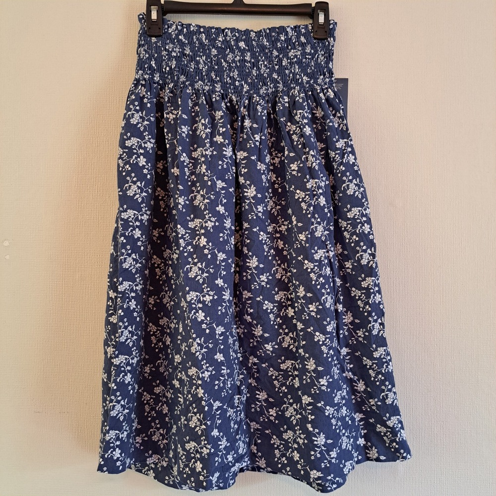Women's Printed Ruched Maxi A-Line Skirt - Universal Thread Blue M